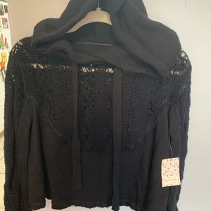 Free People Cropped Lace Hoodie
